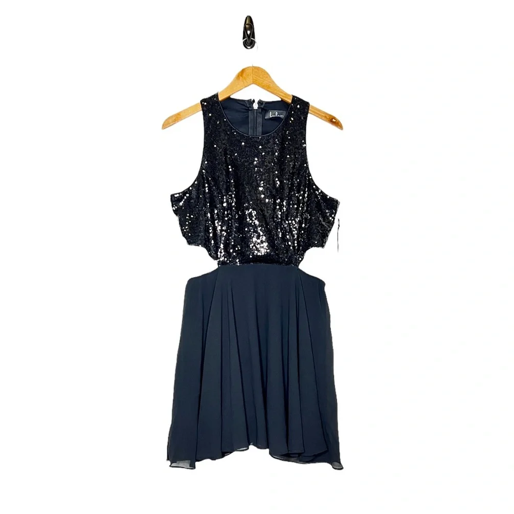 Lulus Illuminated Sequin Cutout Skater Dress - Picture 4 of 7